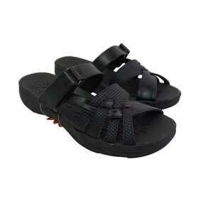 So Lite By Easy Street Delia Womens Size 5.5 Black Cushioned Slide Sandal Shoes